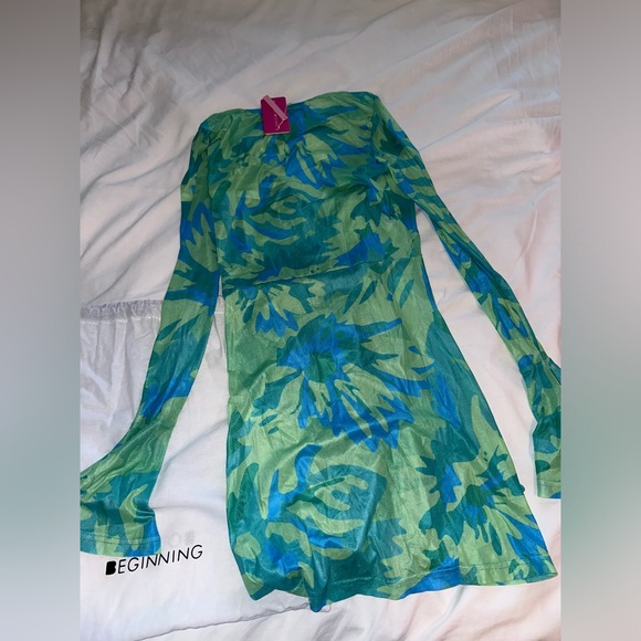 Beginning boutique carmody mesh long sleeve coverup mini dress - Picture 4 of 6